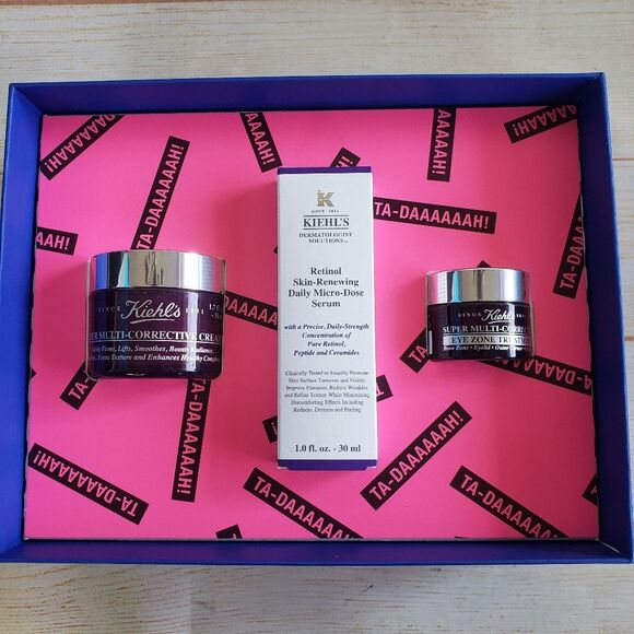 Kiehl's Moisturizer, Serum & Eye Cream Set Retinol Fine Lines Wrinkles Full Size - Picture 6 of 9
